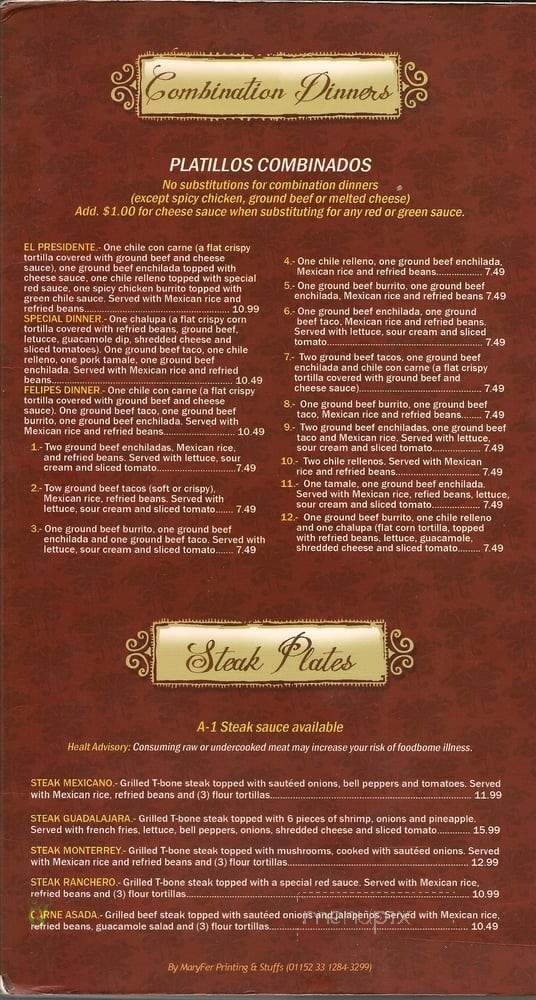 El Caballo Blanco Mexican - Connersville, IN menu_pic