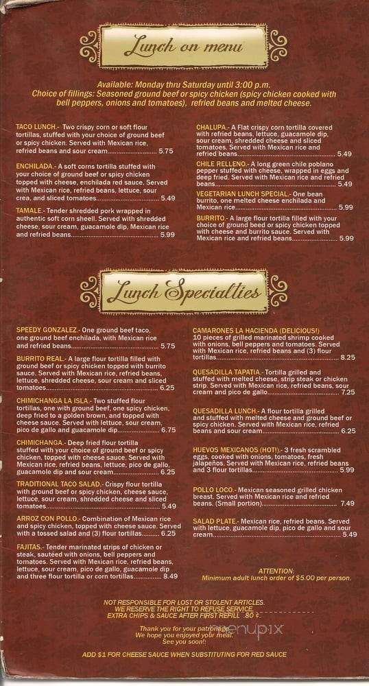 El Caballo Blanco Mexican - Connersville, IN menu_pic