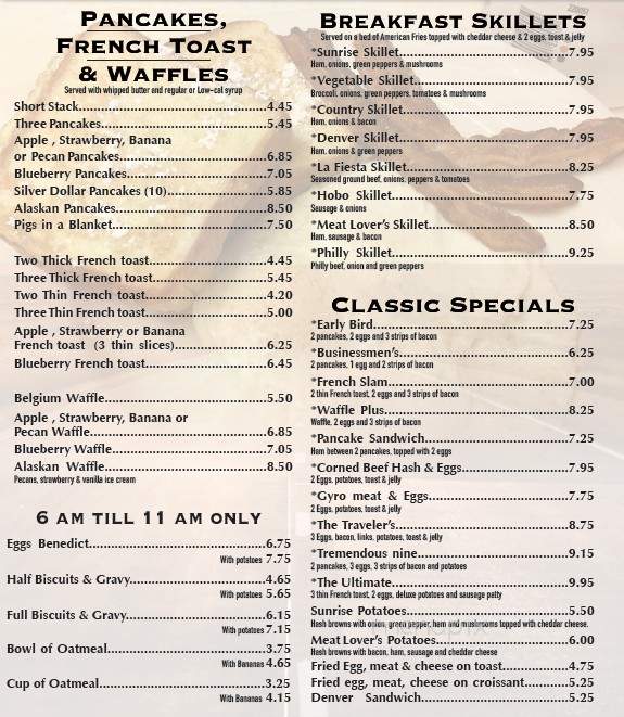 Sunrise Family Restaurant - Stoughton, WI menu_pic