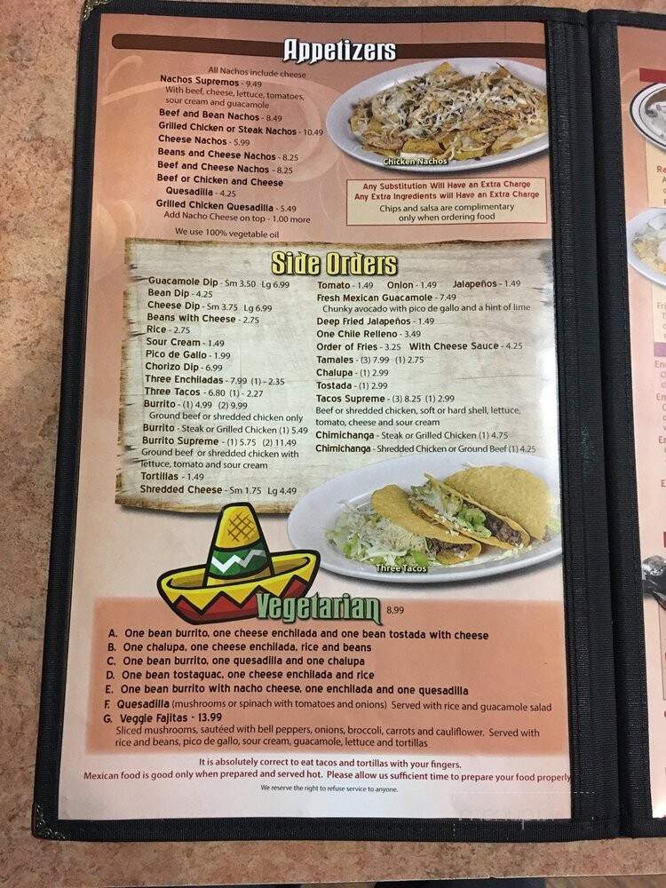 Fiesta Ranchera Mexican Restaurant - Adrian, MI menu_pic