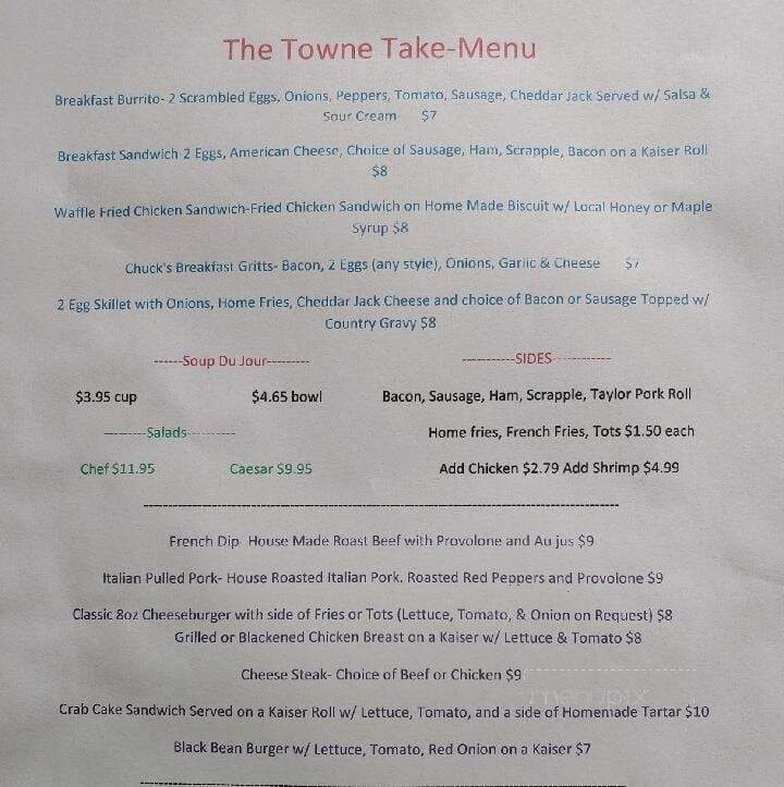 Towne Restaurant - Telford, PA menu_pic