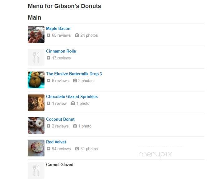 Gibson's Donuts - Memphis, TN menu_pic