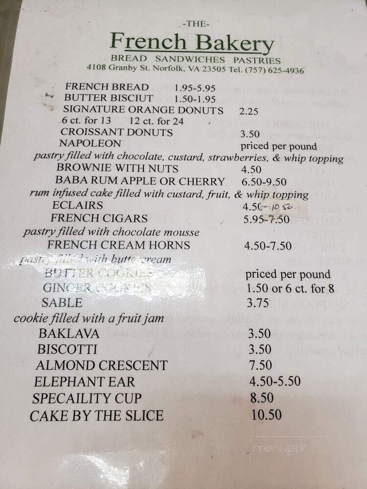 French Bakery & Delicatessen - Norfolk, VA menu_pic