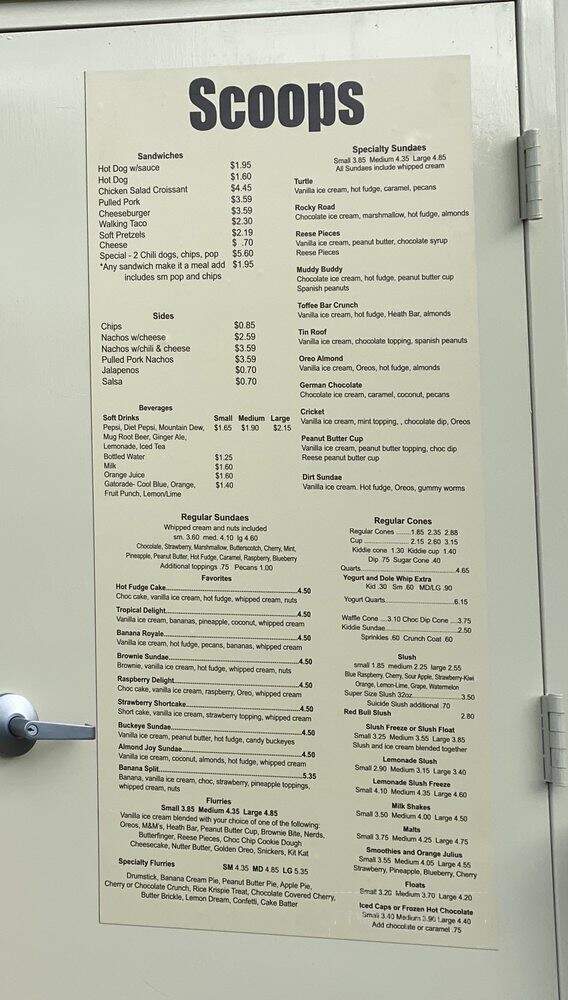 Menu of Scoop's Soft Serve in Temperance, MI 48182
