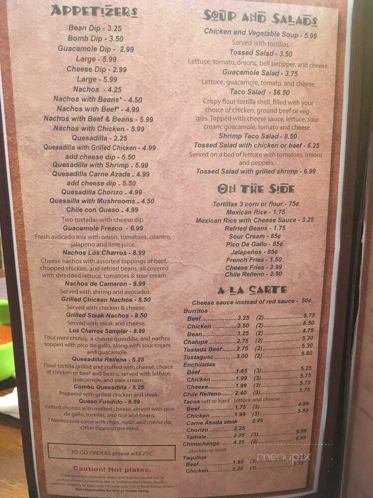 Los Charros - Rushville, IL menu_pic
