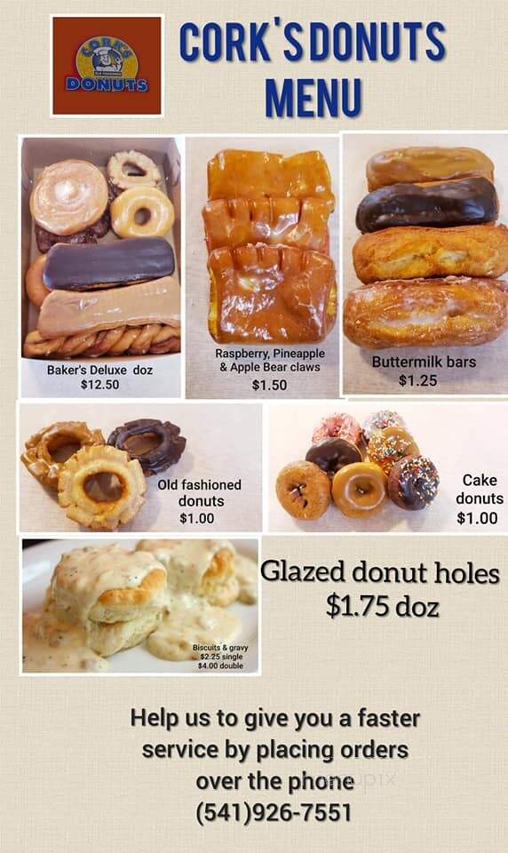 Cork's Old Fashioned Donuts - Albany, OR menu_pic