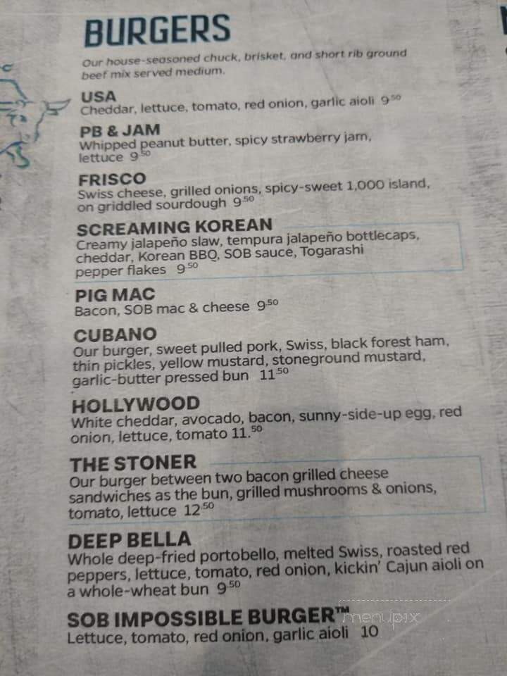 SOB - Peru, IL menu_pic