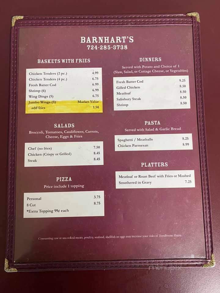 Barnhart's Soft Serve - Butler, PA menu_pic