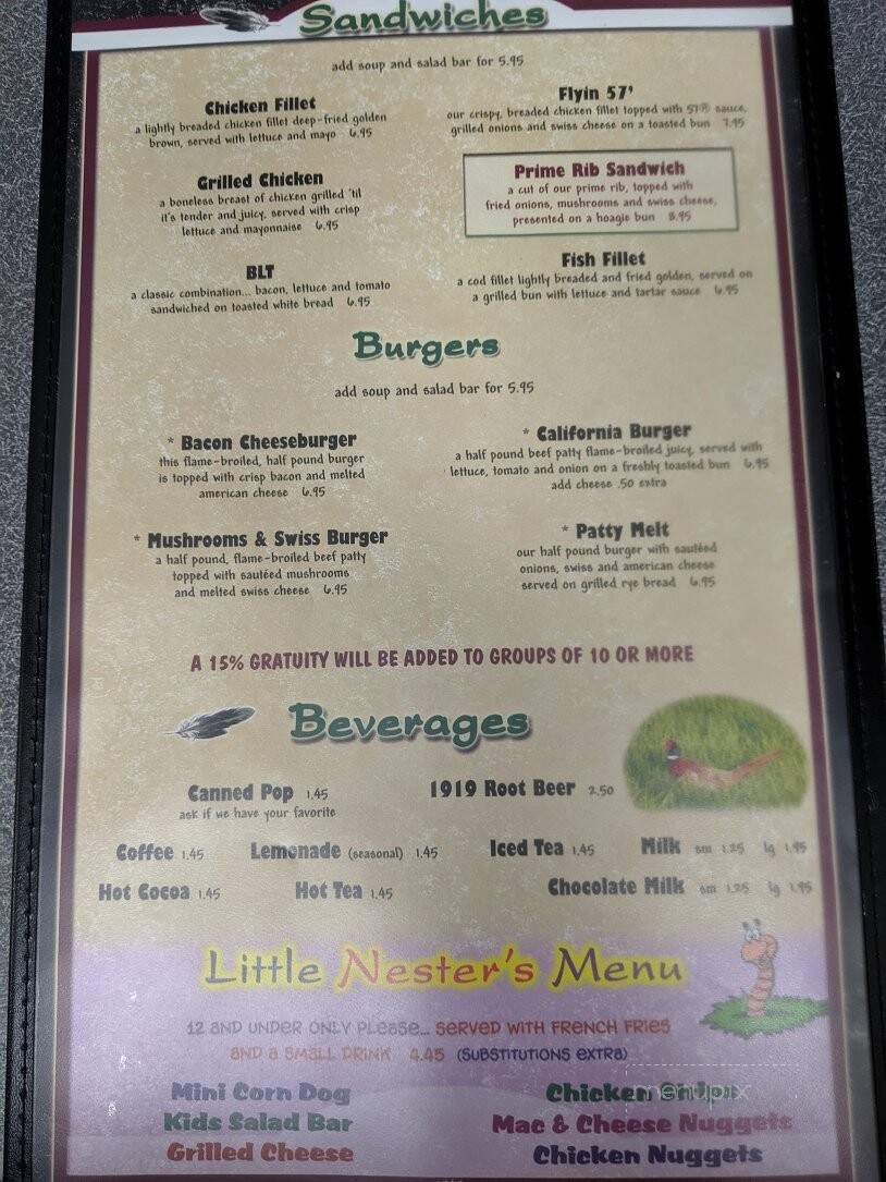 Feathers Nest - Ward, SD menu_pic
