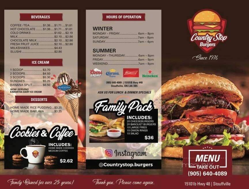 Country Stop Burgers - Stouffville, ON menu_pic