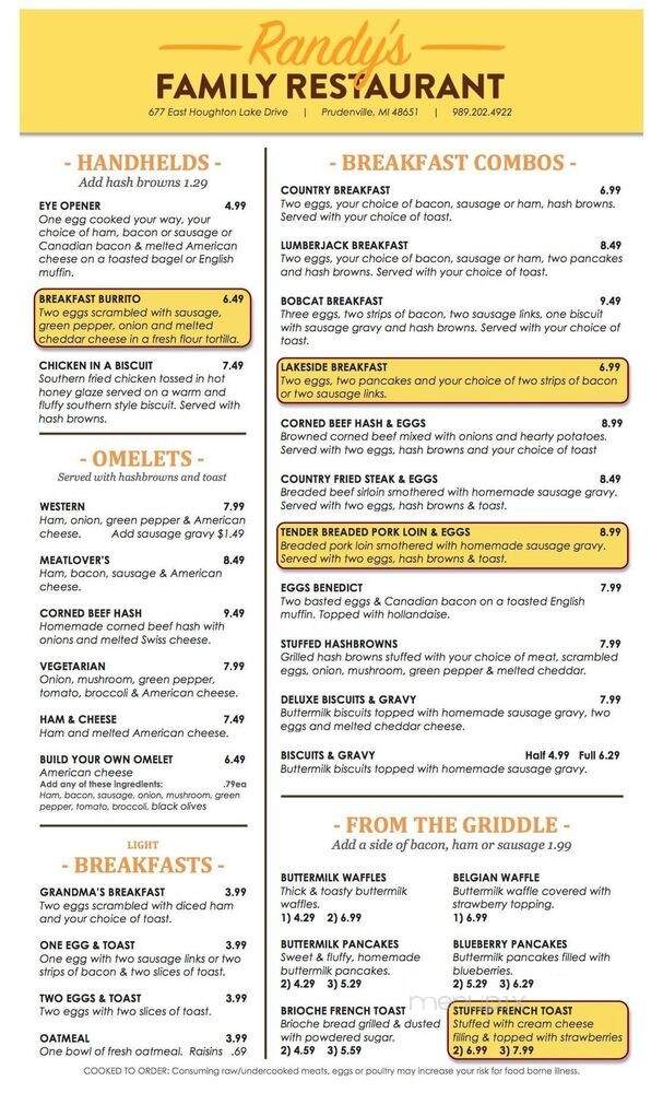 Randy's Family Restaurants - Denton Township, MI menu_pic