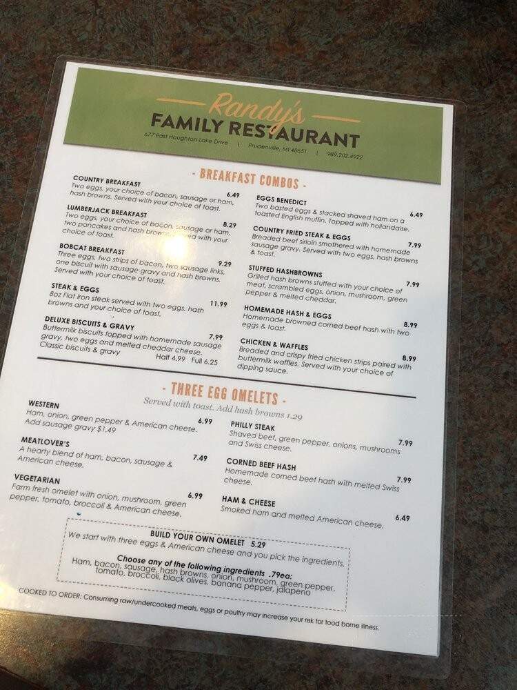 Randy's Family Restaurants - Denton Township, MI menu_pic