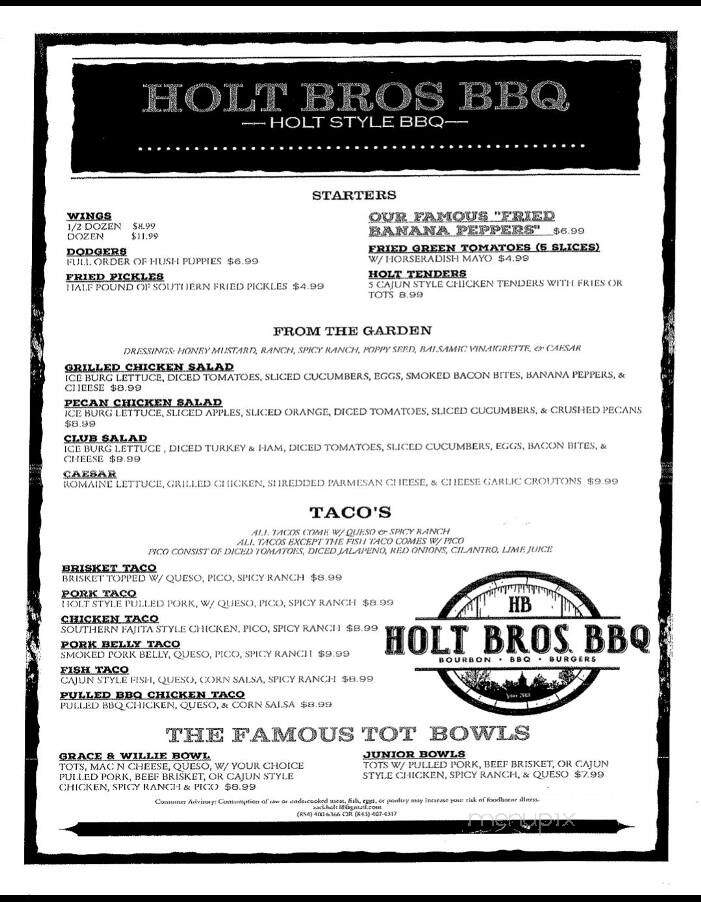Holt Bros BBQ - Florence, SC menu_pic