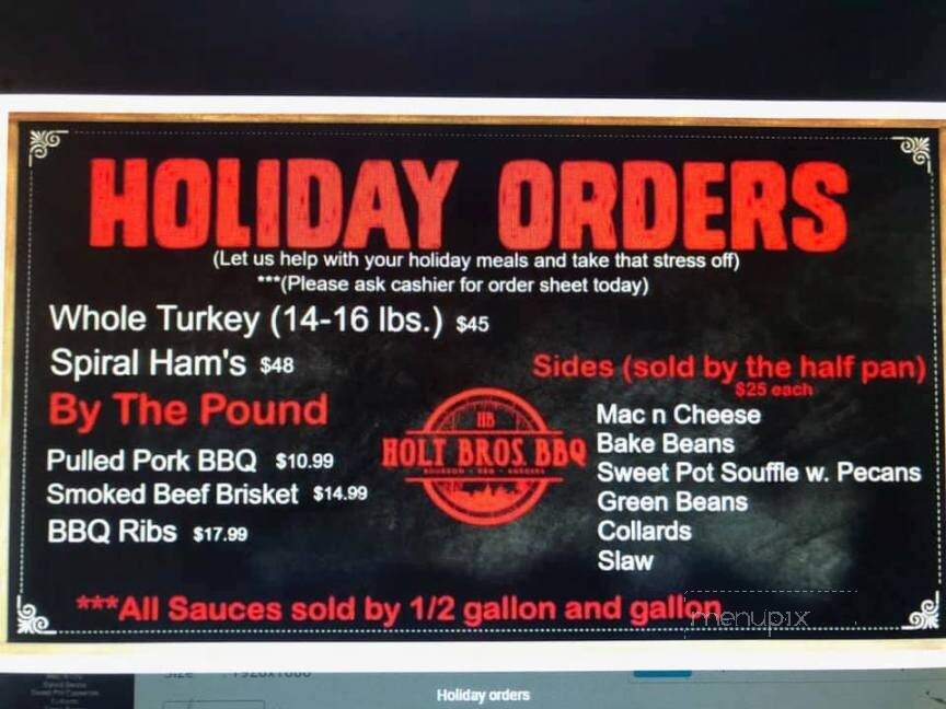 Holt Bros BBQ - Florence, SC menu_pic