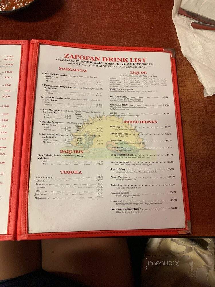 Zapopan Mexican Restaurant - Montevallo, AL menu_pic