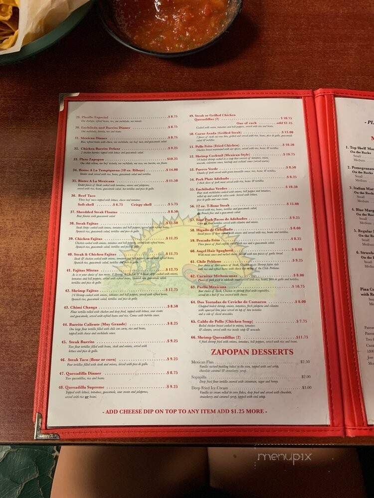 Zapopan Mexican Restaurant - Montevallo, AL menu_pic