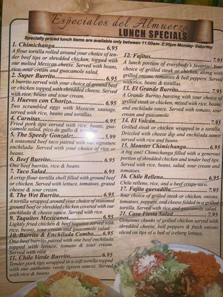 Casa Fiesta - Fremont, OH menu_pic