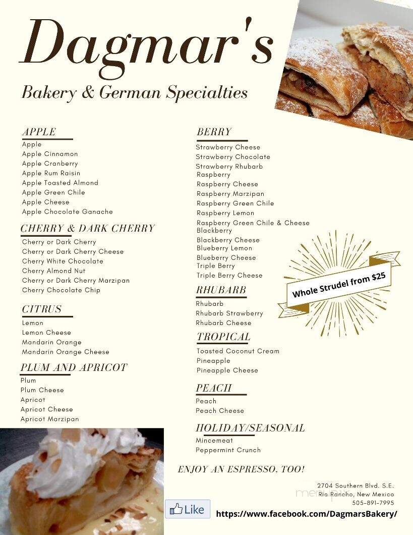 Dagmar's Strudel Haus, Bakery, Deli - Rio Rancho, NM menu_pic
