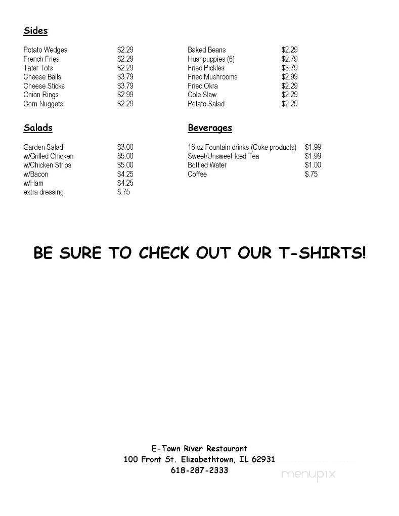 E'Town River Restaurant - Elizabethtown, IL menu_pic