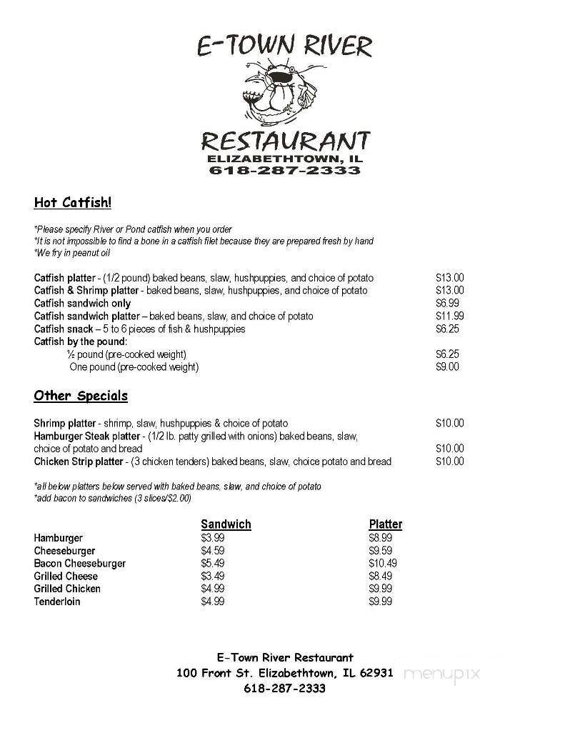 E'Town River Restaurant - Elizabethtown, IL menu_pic
