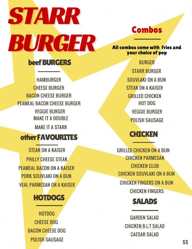 Starr Ave Burger - Whitby, ON menu_pic