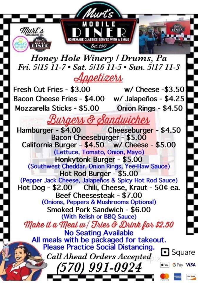 Honey Hole Winery - Drums, PA menu_pic