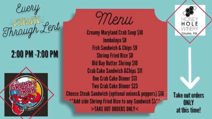 Honey Hole Winery - Drums, PA menu_pic