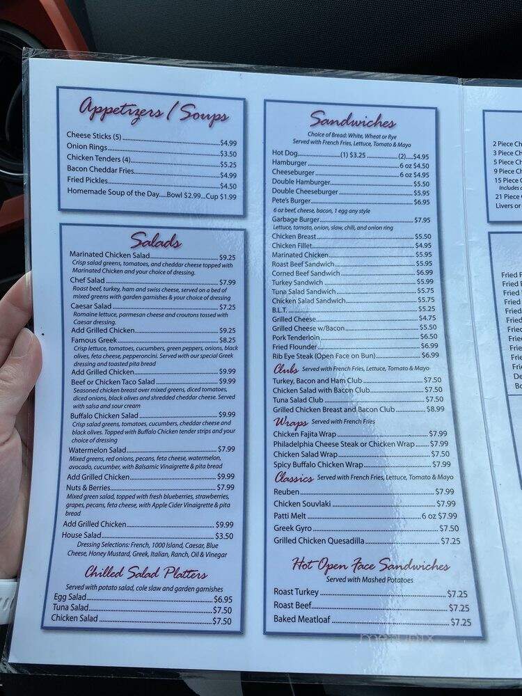 Pete's Family Restaurant - Carthage, NC menu_pic