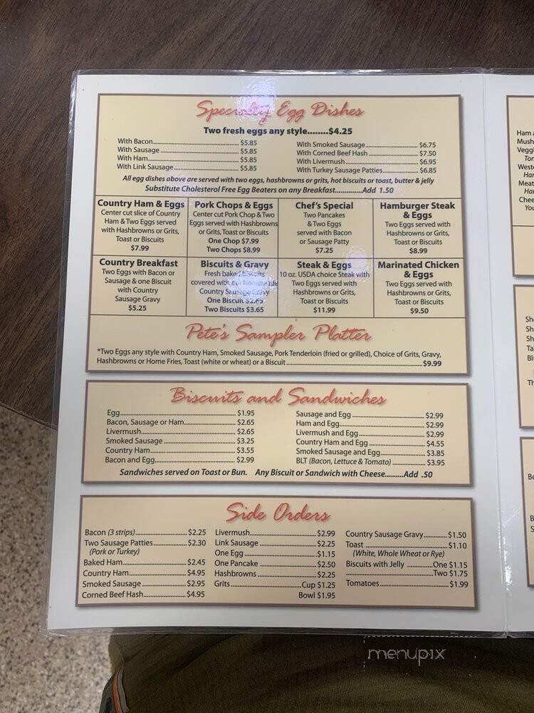 Pete's Family Restaurant - Carthage, NC menu_pic