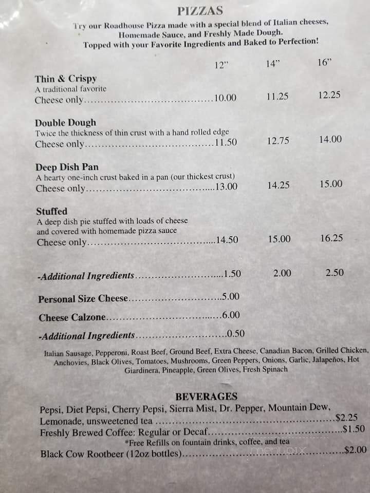 Roadhouse Pizzaria & Pub - Sublette, IL menu_pic