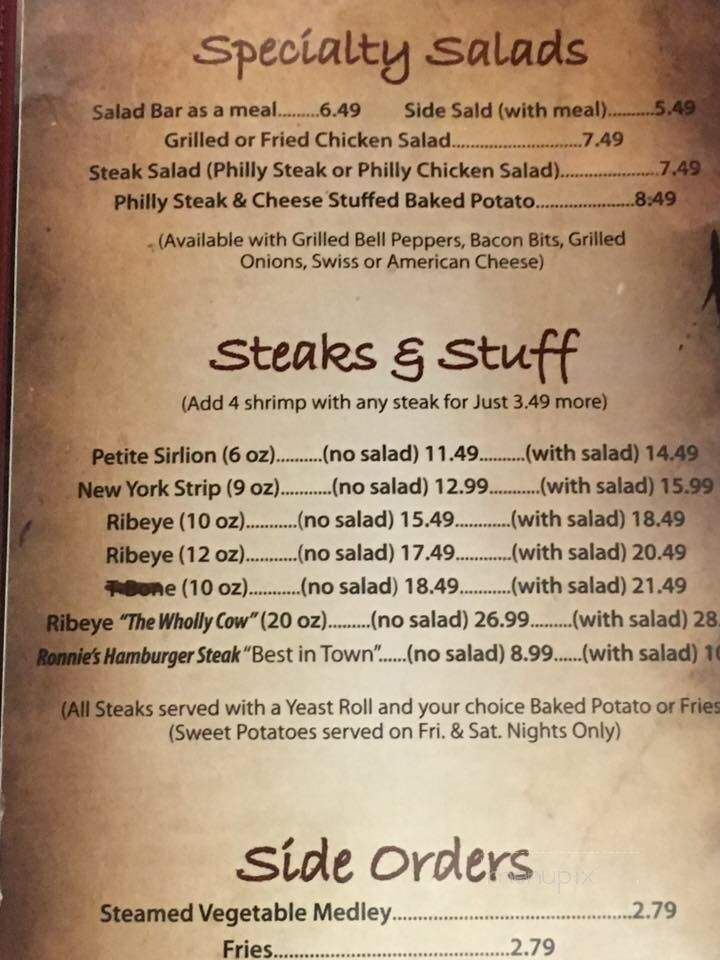 Ronnie steak house discount