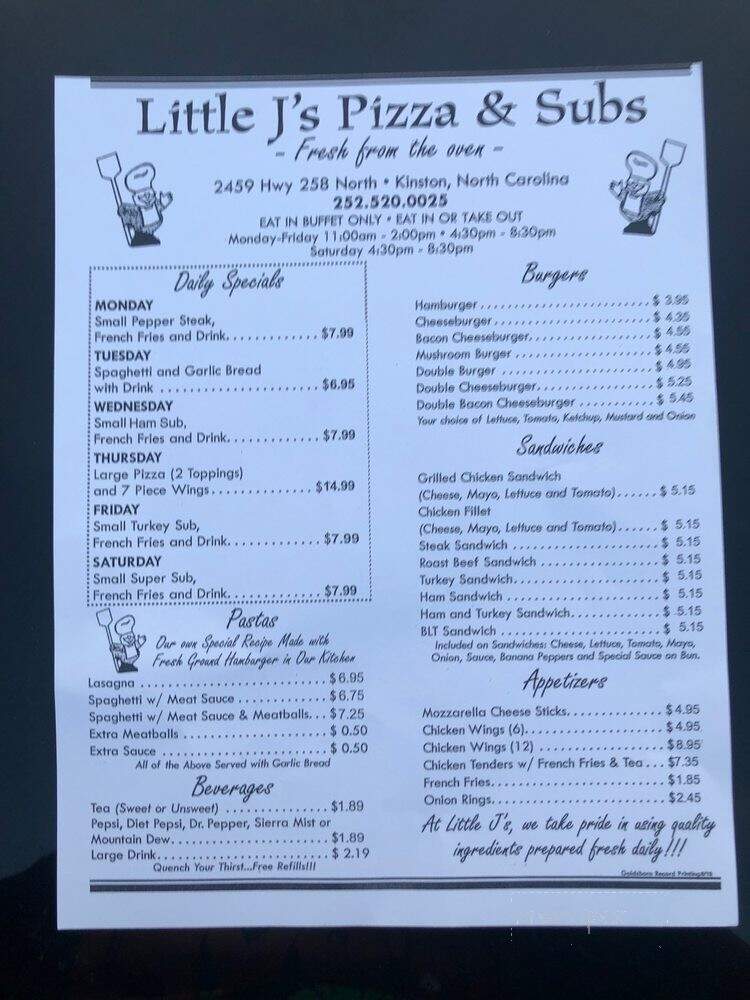 Little J's Pizza & Subs - Kinston, NC menu_pic