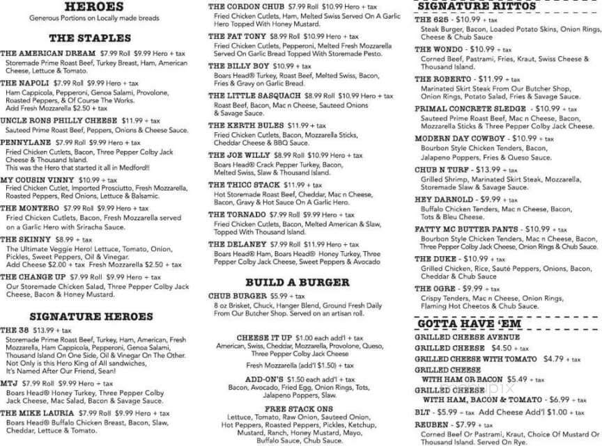 Chubs Burgers Burritos and Heroes - Farmingville, NY menu_pic
