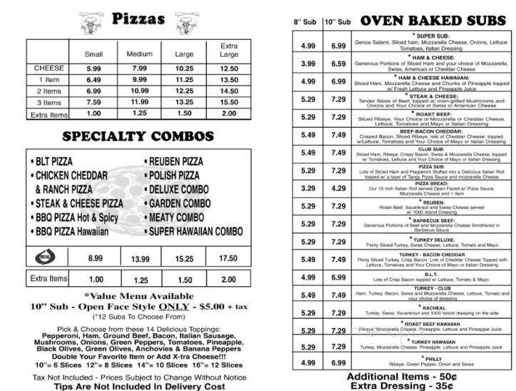 Backdoor Deli - Gladwin, MI menu_pic