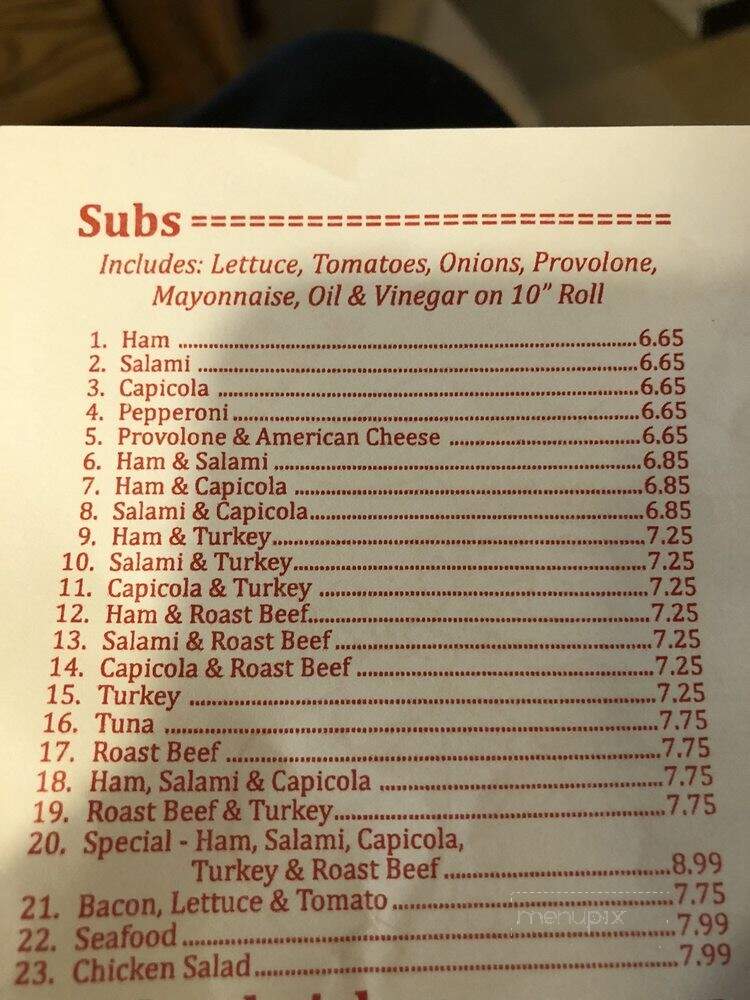 Sunny's Pizza - Lehighton, PA menu_pic