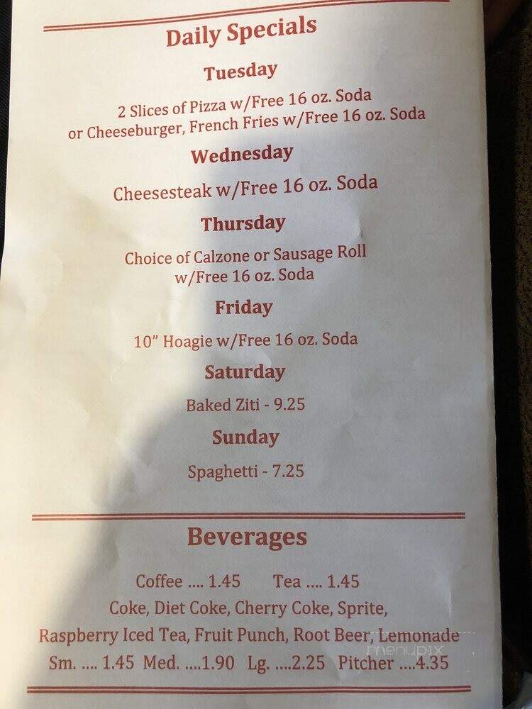 Sunny's Pizza - Lehighton, PA menu_pic