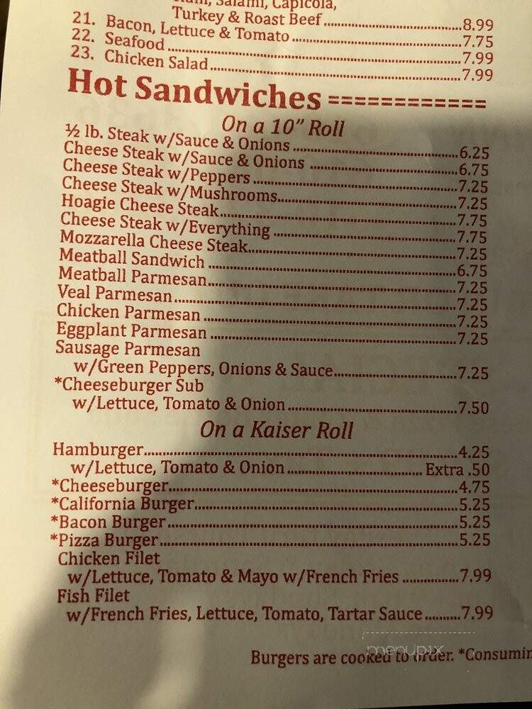 Sunny's Pizza - Lehighton, PA menu_pic
