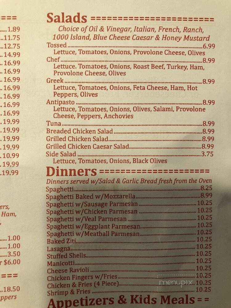Sunny's Pizza - Lehighton, PA menu_pic