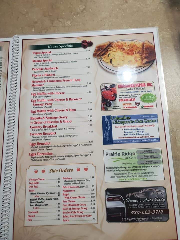 Appletree Family Restaurant - Columbus, WI menu_pic