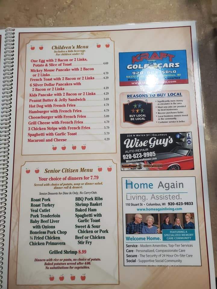 Appletree Family Restaurant - Columbus, WI menu_pic
