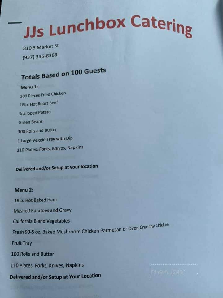 JJ's Lunchbox - Troy, OH menu_pic