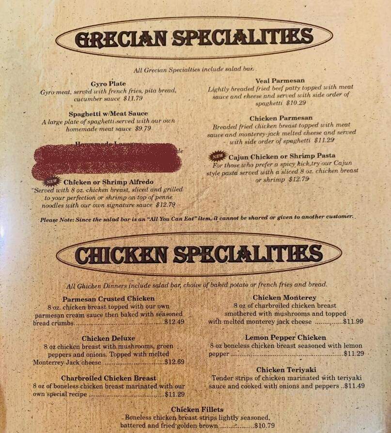 Grecian Family Restaurant - Lexington, TN menu_pic
