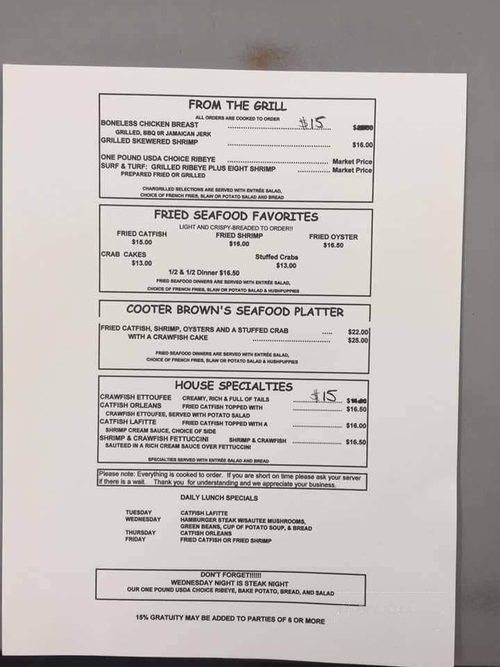 Cooter Brown's Seafood - Robert, LA menu_pic