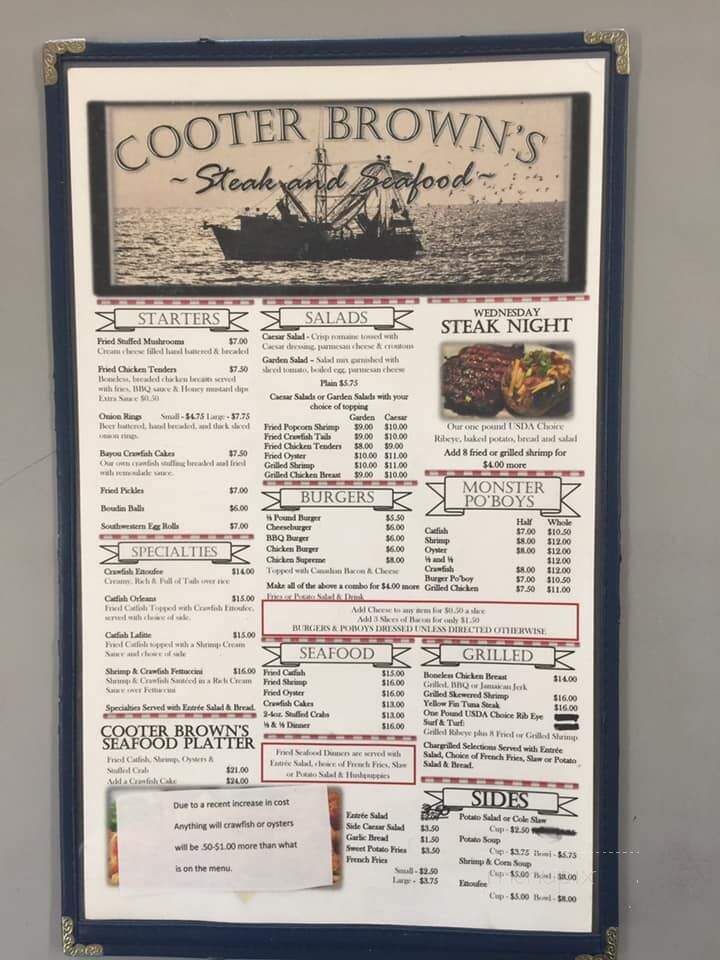 Cooter Brown's Seafood - Robert, LA menu_pic