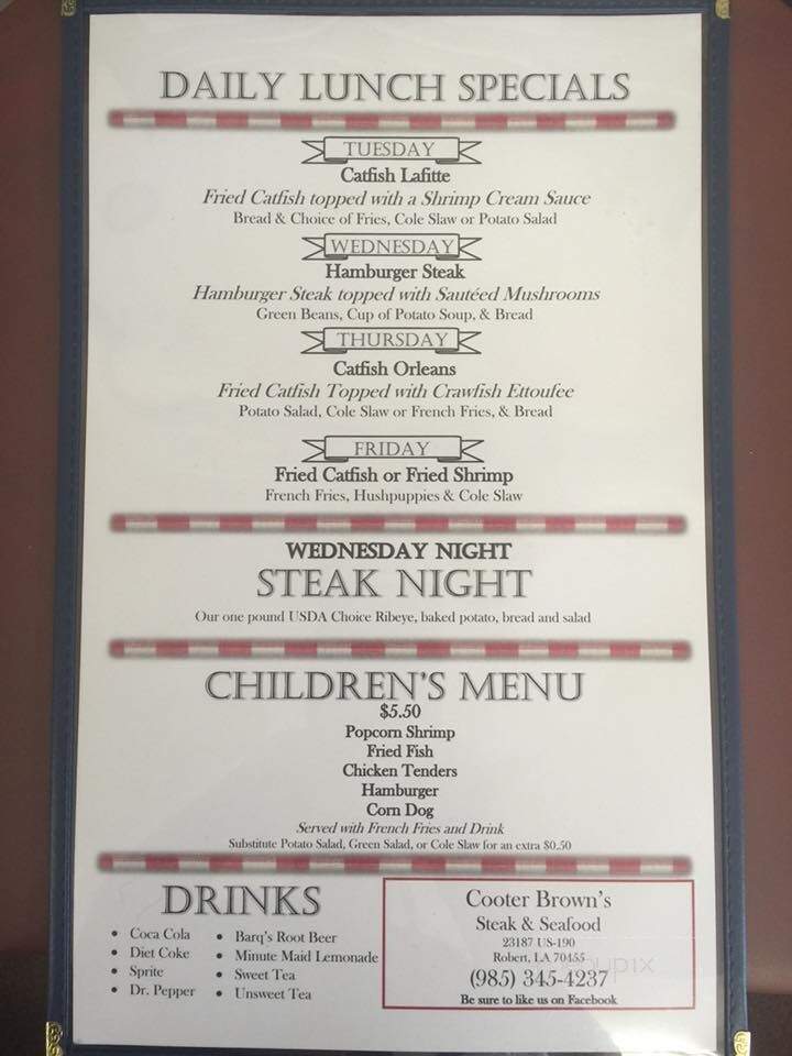 Cooter Brown's Seafood - Robert, LA menu_pic