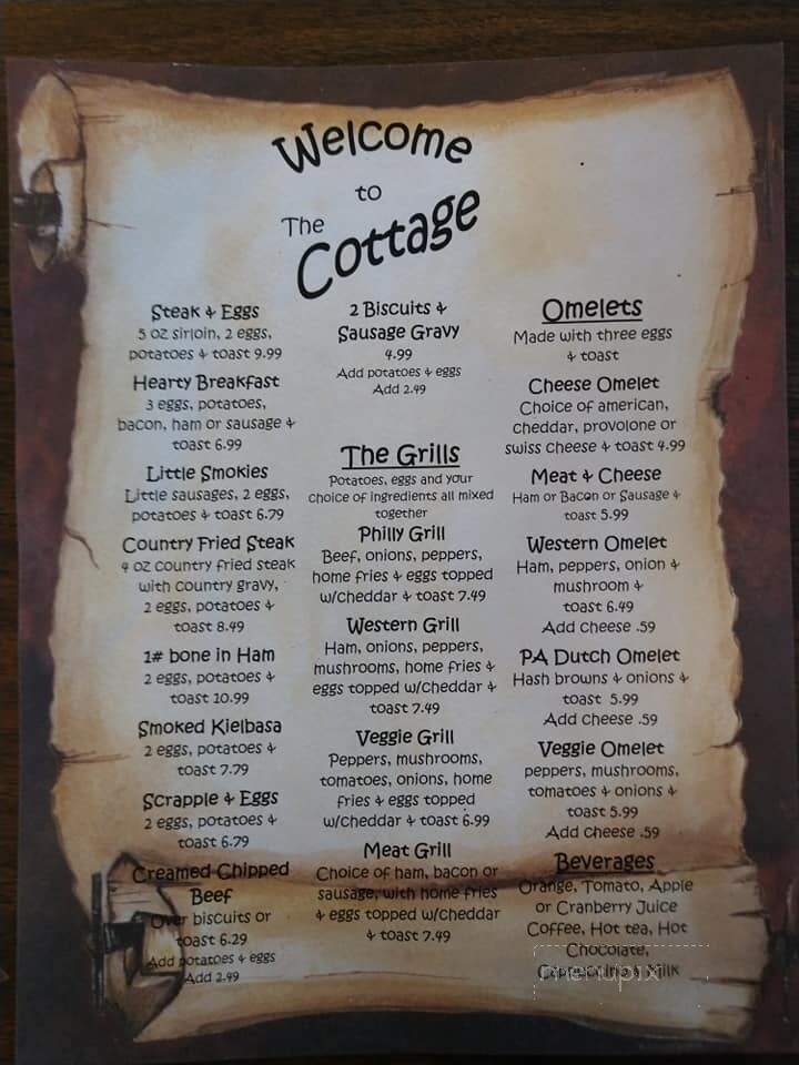 Cottage Restaurant - Mill Hall, PA menu_pic