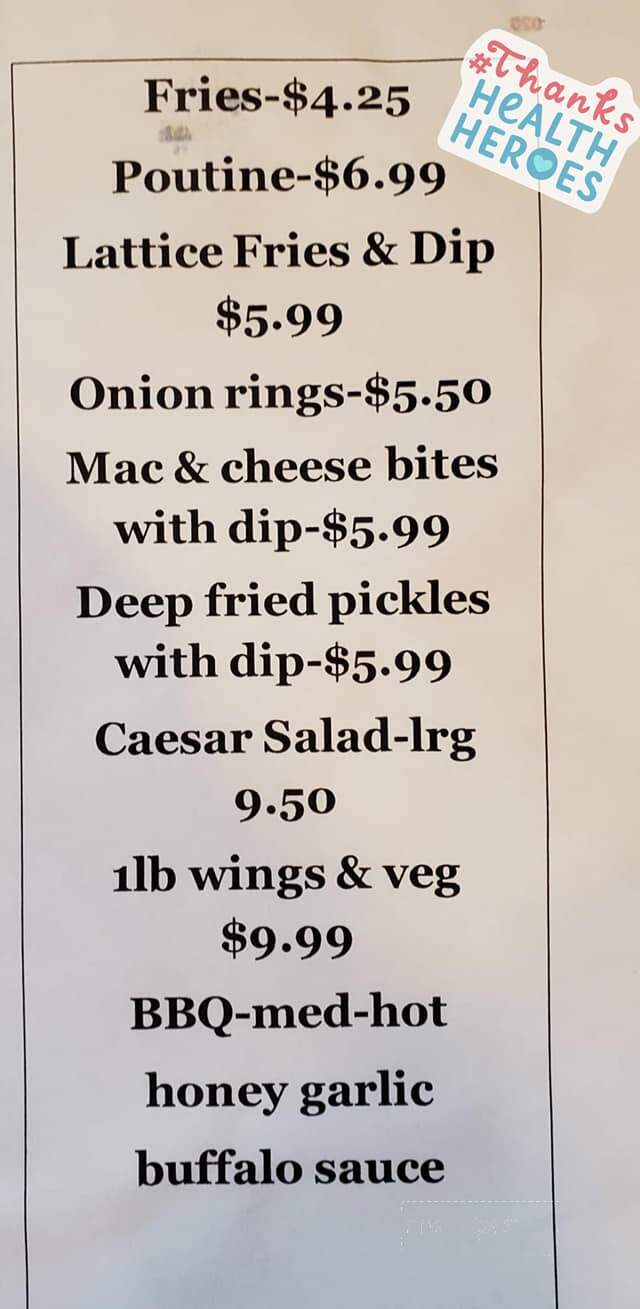 Shakers Family Restaurant - Plattsville, ON menu_pic