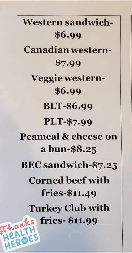 Shakers Family Restaurant - Plattsville, ON menu_pic