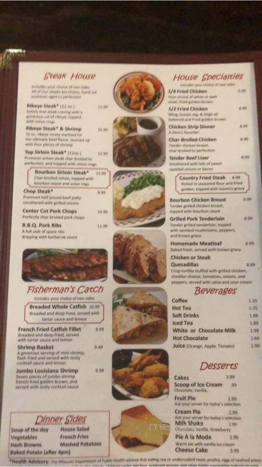 Dino's Diner & Family Rstrnt - Cameron, MO menu_pic