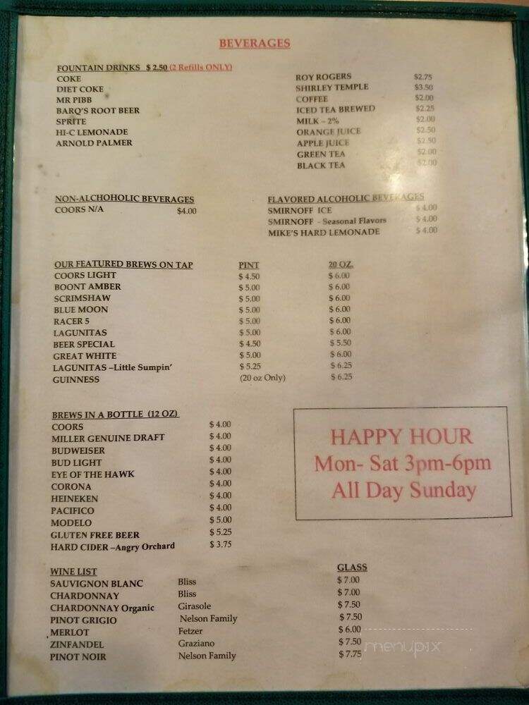 Online Menu of Busters Burgers Brew, Willits, CA